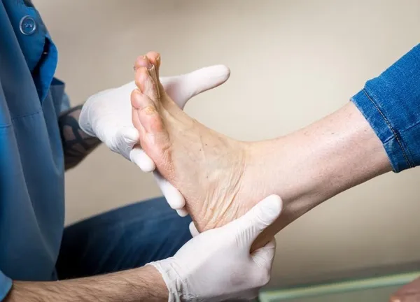 Podiatry care treatment for an elderly resident in a senior care facility
